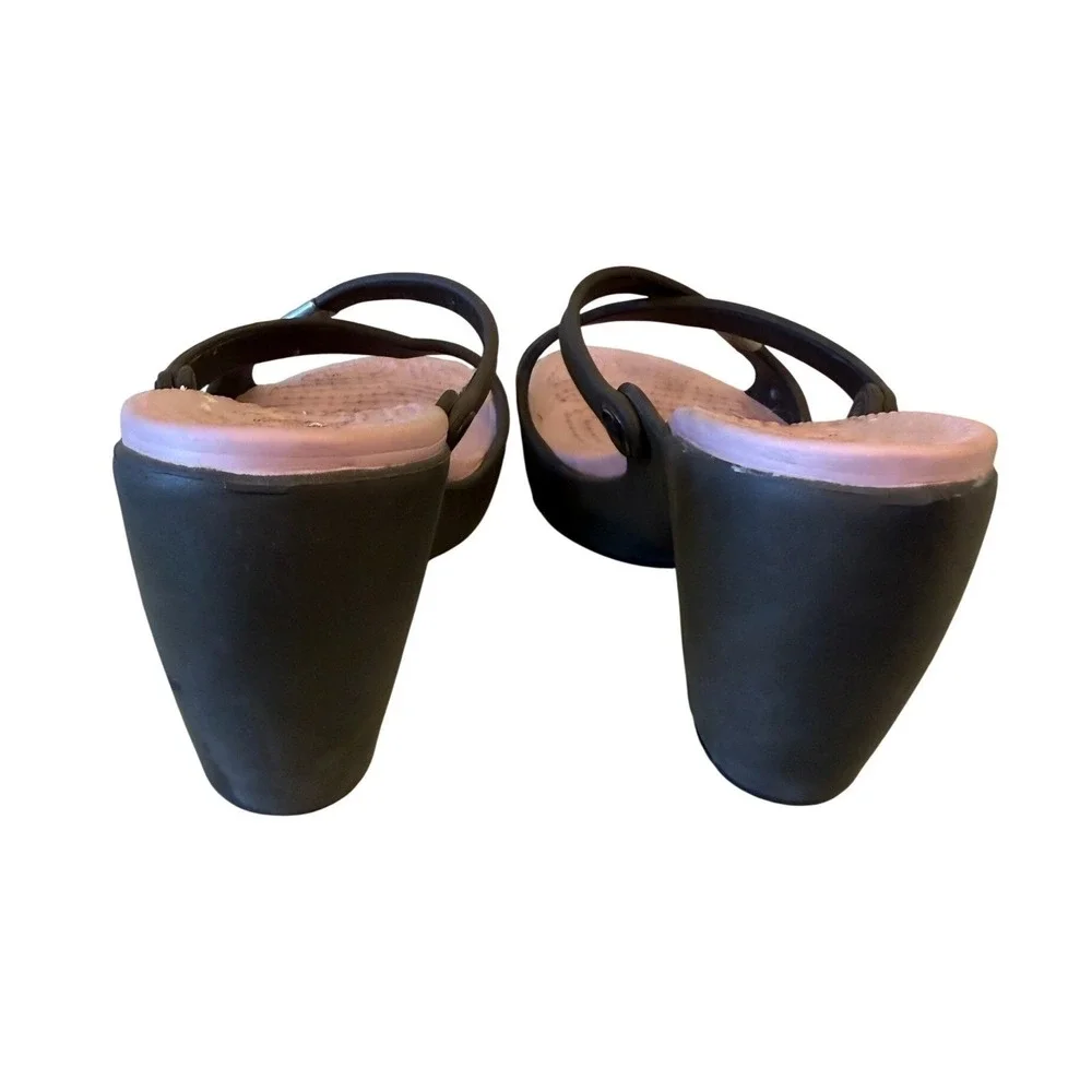 Crocs Cyprus II Heel‎ Sandals Womens 9 Brown Pink Wedge Strappy Y2K Espresso